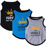 Set di 3 Abbigliamento per Cani - Costumi Stampati Principesse - Ideale per Piccoli Cani - Colore Principe Blu - Comodo e Respirante - Adatto per Cani di Piccola Taglia