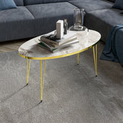 Tavolino Basso da caffè 'Skævinge' (AxLxP) 43 x 90 x 50 cm Tavolino da Salotto con 4 Gambe a Forcina e Piano Ovale -