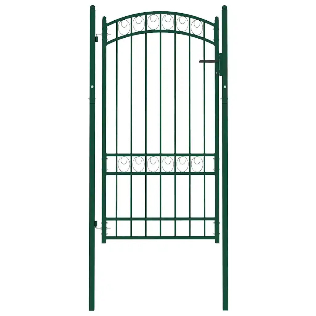 Cancello per Recinzione ad Arco in Acciaio 100x175 cm Verde 146366