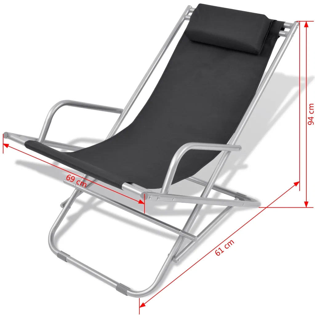 Sedie a Sdraio Reclinabili 2 pz in Acciaio Nero 42936