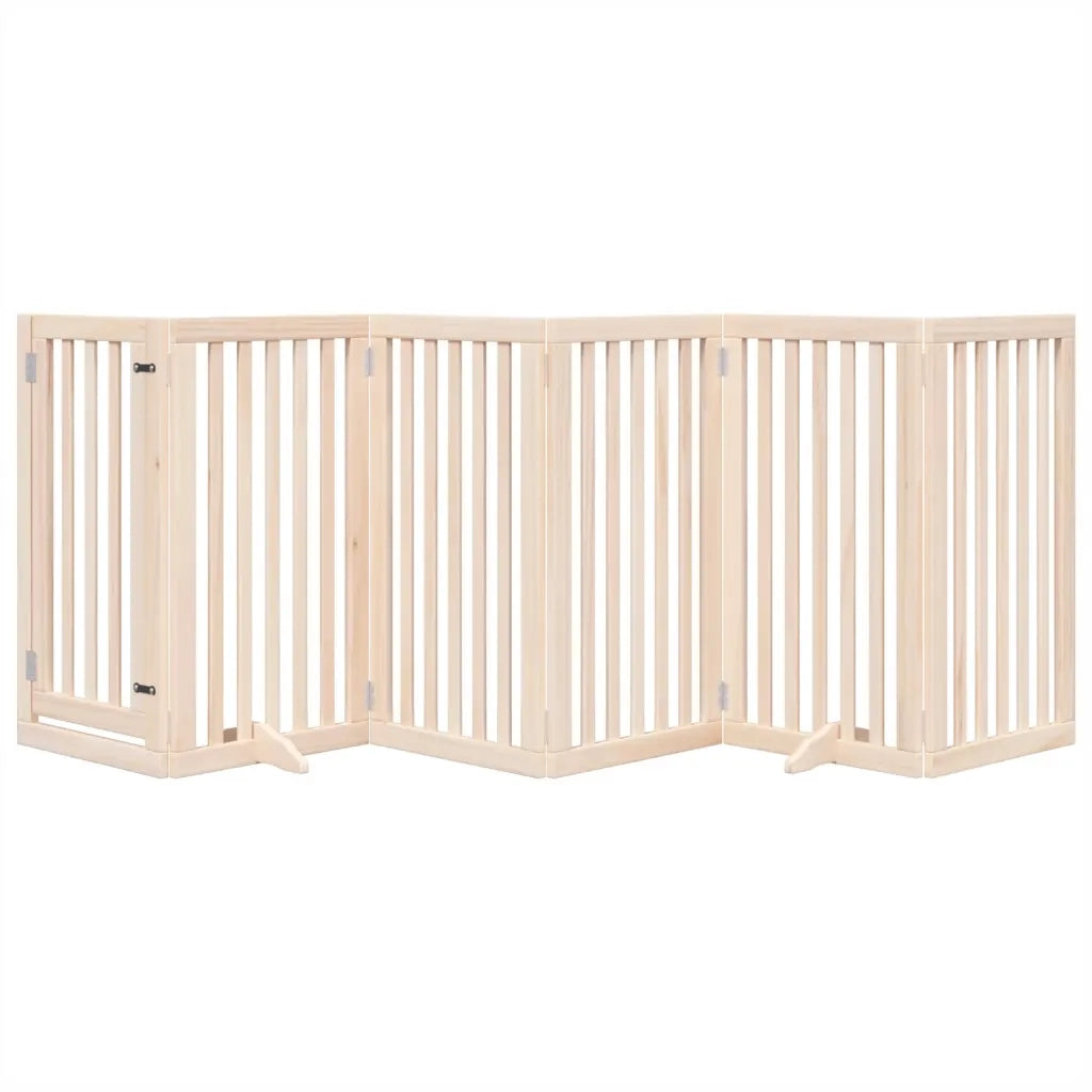 Cancelletto per cani con porta pieghevole 6 pannelli 300 cm in legno di pioppo 352239