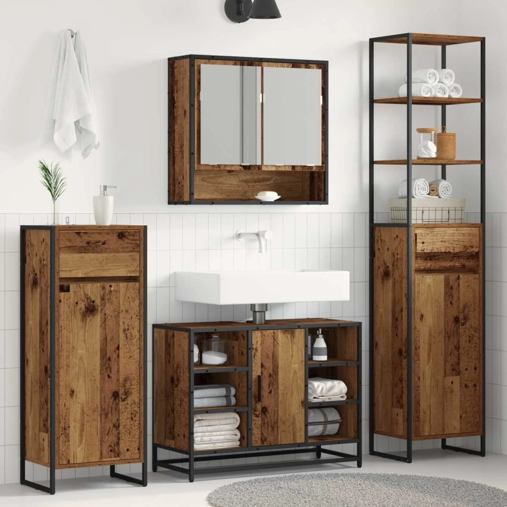 Mobile da Bagno con cassetto Legno vecchio 40 x 30 x 100 cm 886502