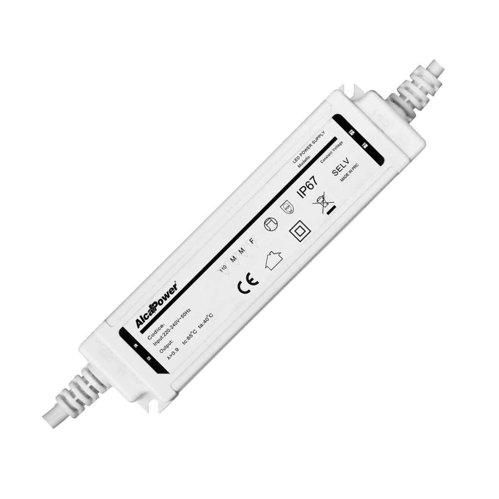 Alcapower Alimentatore Switching 12V 40W 3.3A IP67 Waterproof, Trasformatore per Illuminotecnica professionale, compatto per uso interno ed esterno