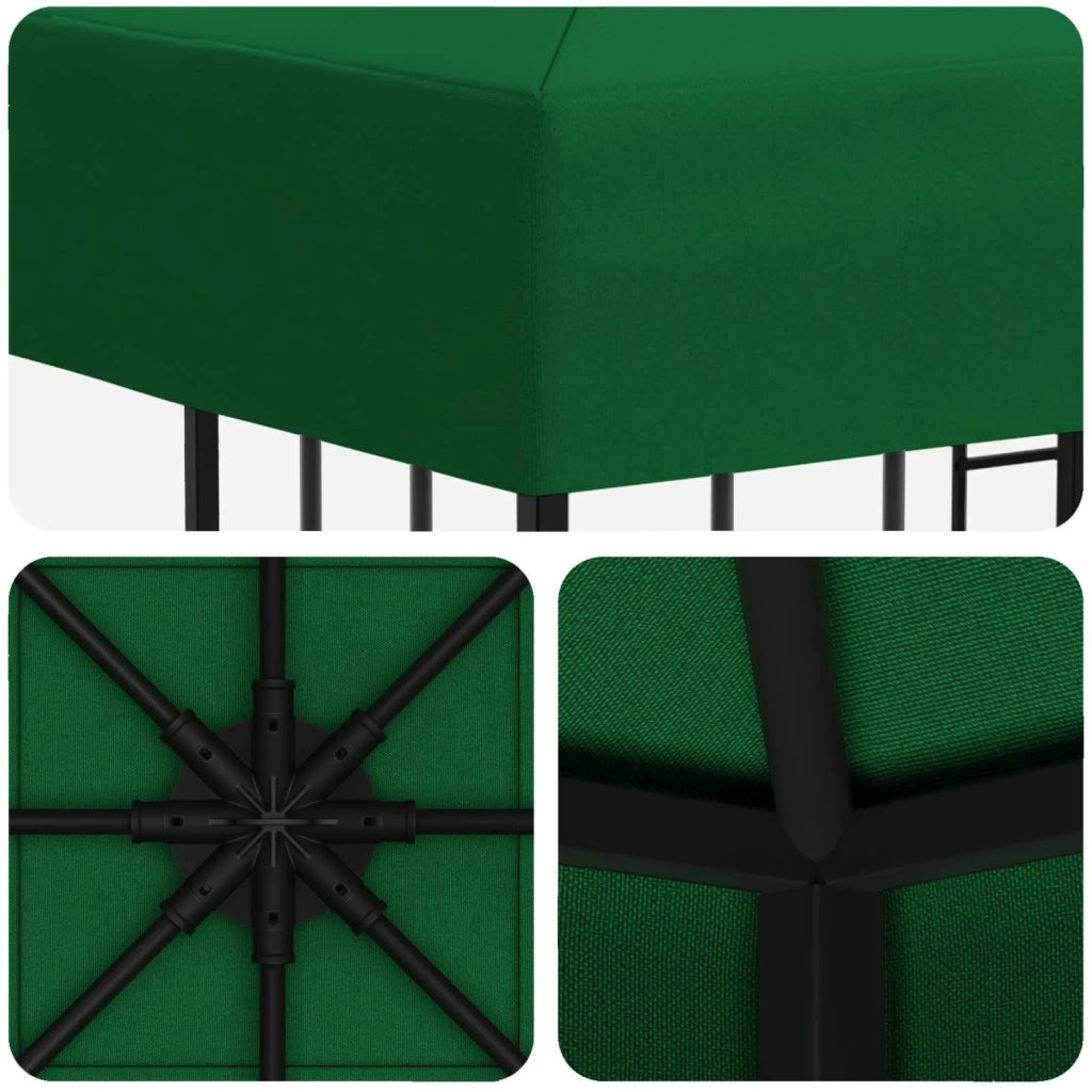 Gazebo 3 x 3 m Verde Poliestere e Acciaio 190 gsm