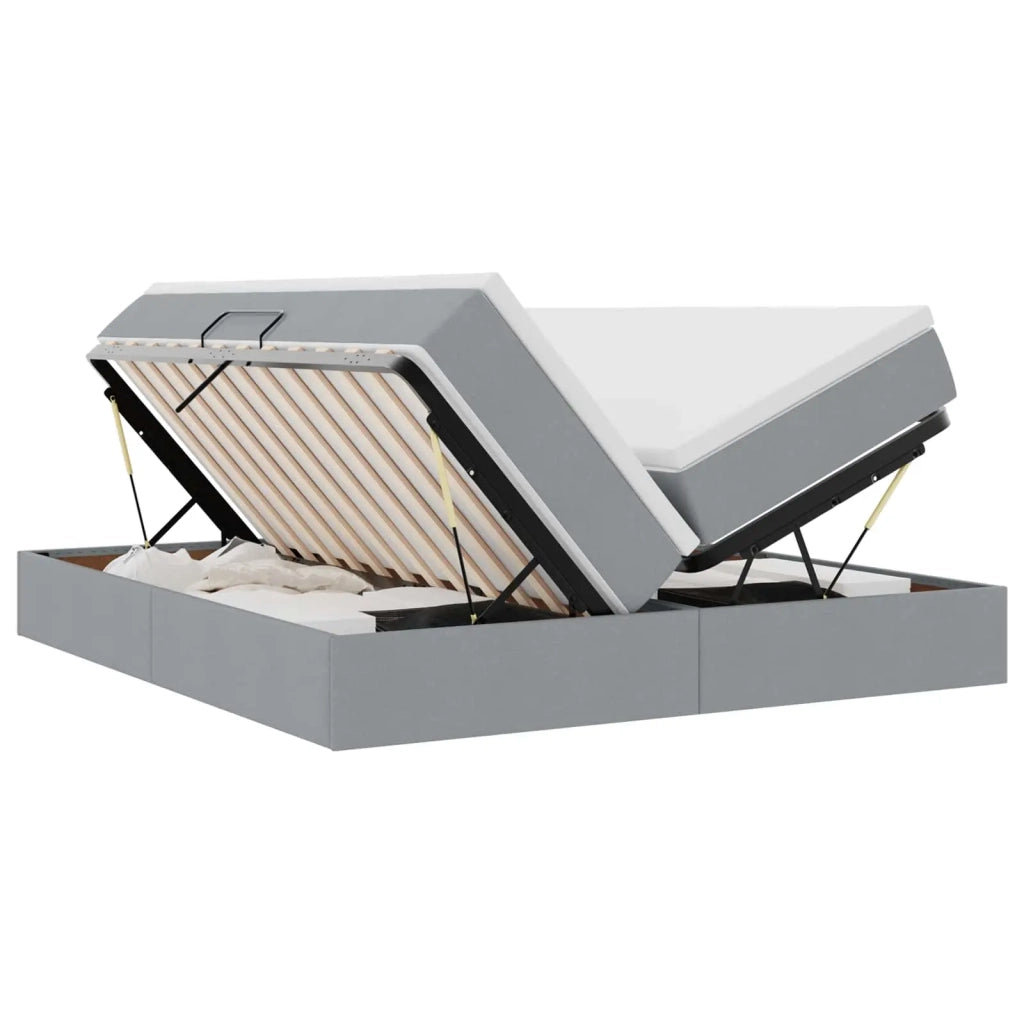 Letto con contenitore e materasso Grigio chiaro 180 x 200 cm