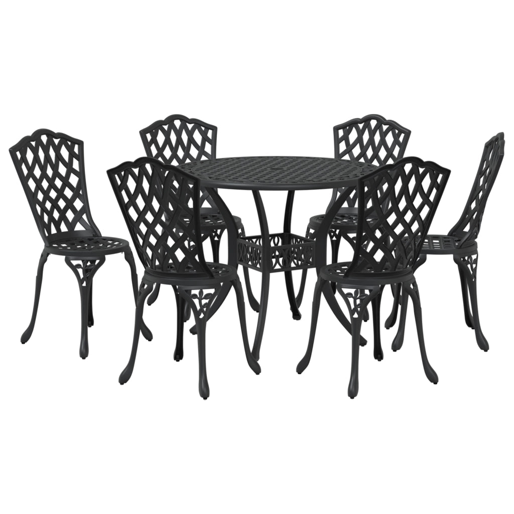 Set da pranzo da giardino vitaXL 7 pezzi in alluminio fuso nero
