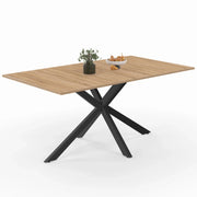 IDMarket - Tavolo da pranzo rettangolare ALIX per 8 persone con gambe a ragno nere e in legno 160 cm