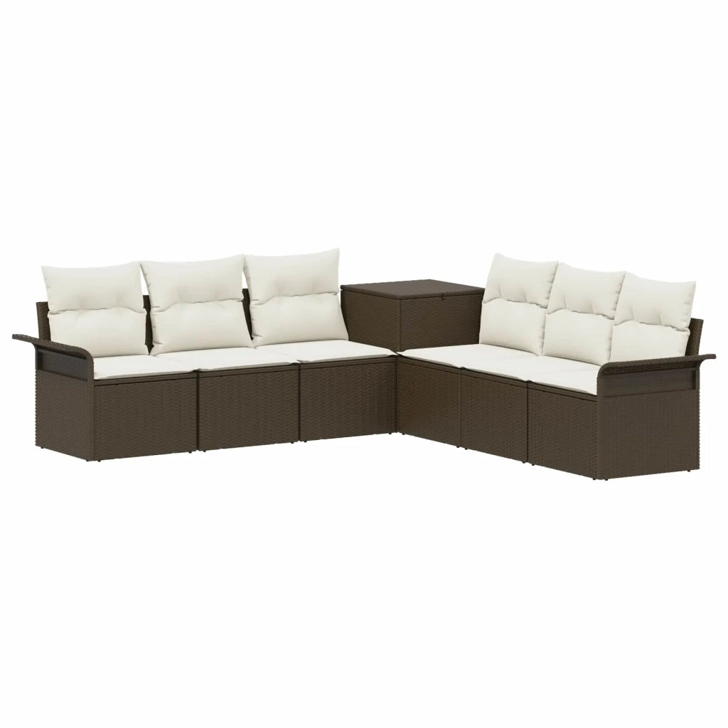 Set di divani 7 pz Marrone e Bianco Crema 3448660