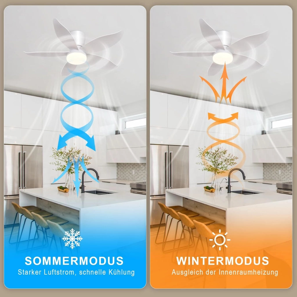 ZMH Ventilatore da Soffitto Illuminazione Silenziosa 5 Pale Bianche Luminosità Regolabile 6 Velocità per Soggiorno