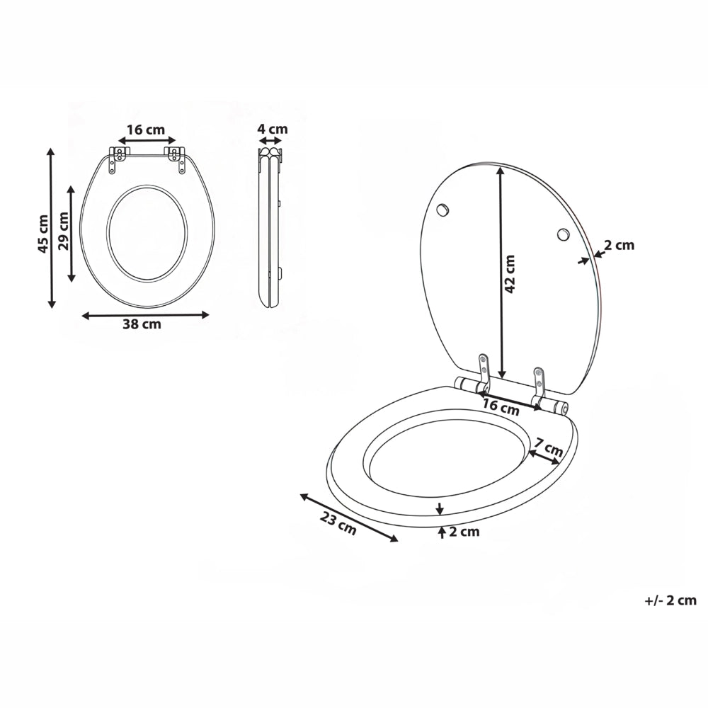 Sedile per WC scandinavo in bambù marrone chiaro 42 x 35 cm Distanza tra i fori 16 cm Finitura lucida Stile moderno WC per bagno