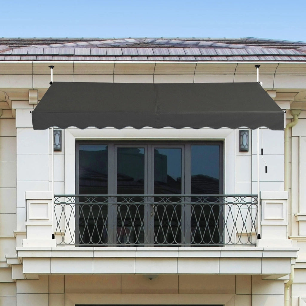 Tenda da sole telescopica e retrattile, Tenda parasole resistente ai raggi UV impermeabile 300 x 120 cm Grigio-Tende parasole