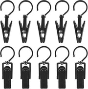 20 pezzi - Wisknife - Knife - Ganci per tende - Antiscivolo - Asciugamani - 360 gradi rotativi - Interno ed esterno - Asciugamani neri