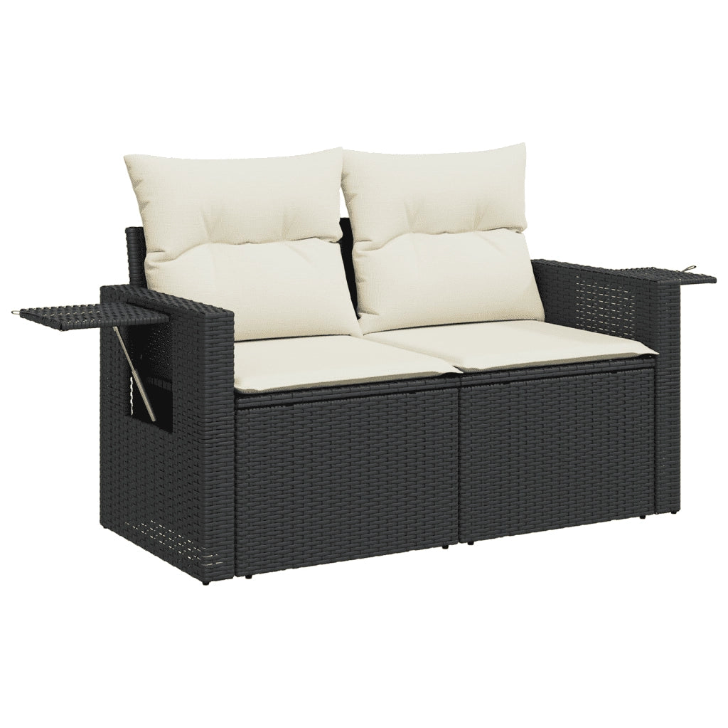 Set Divani da Giardino 4 pz con Cuscini Nero in Polyrattan 3252403
