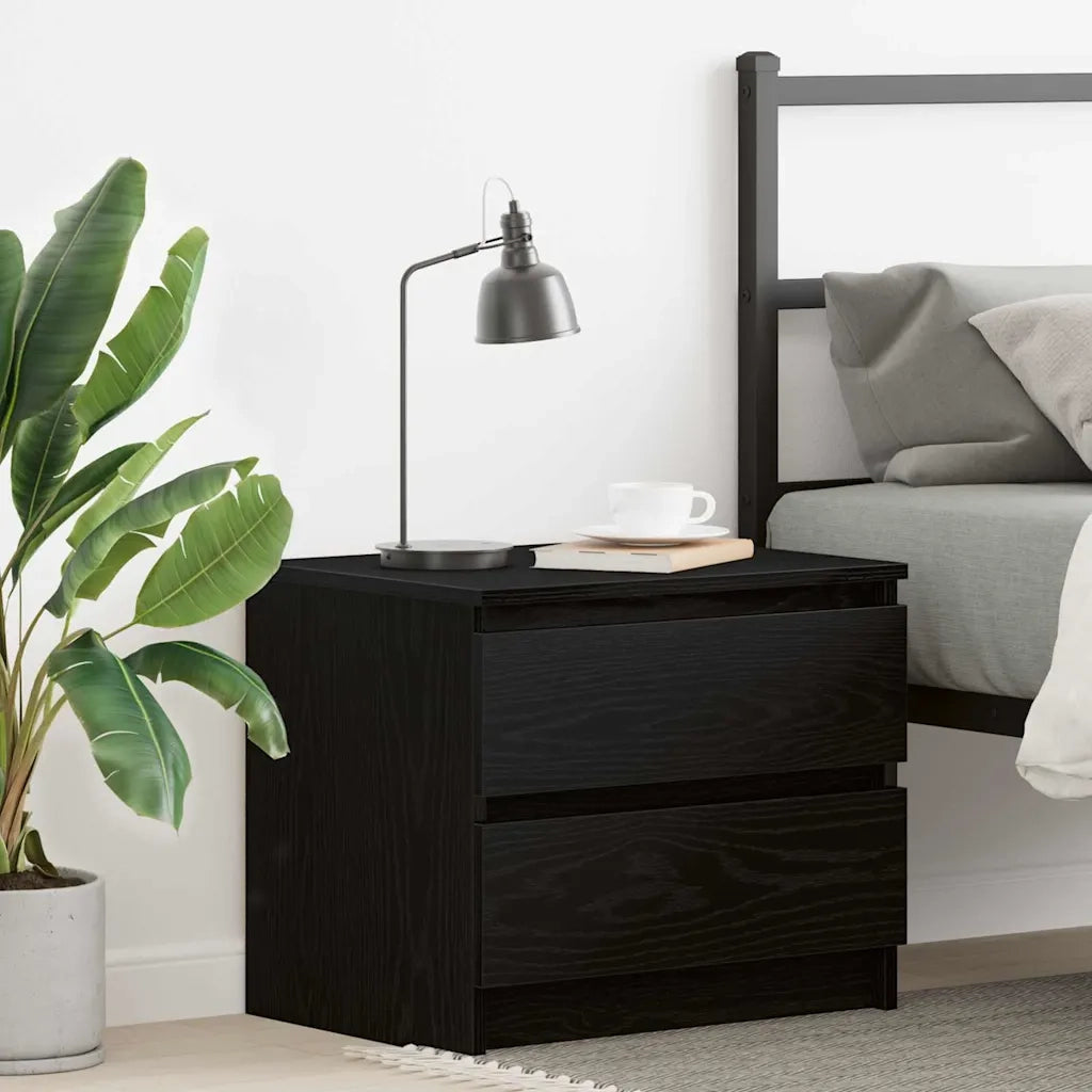 Comodino | Armadio da Notte | Mobiletto da notte con cassetto Rovere Nero 50 x 40 x 43,5 cm