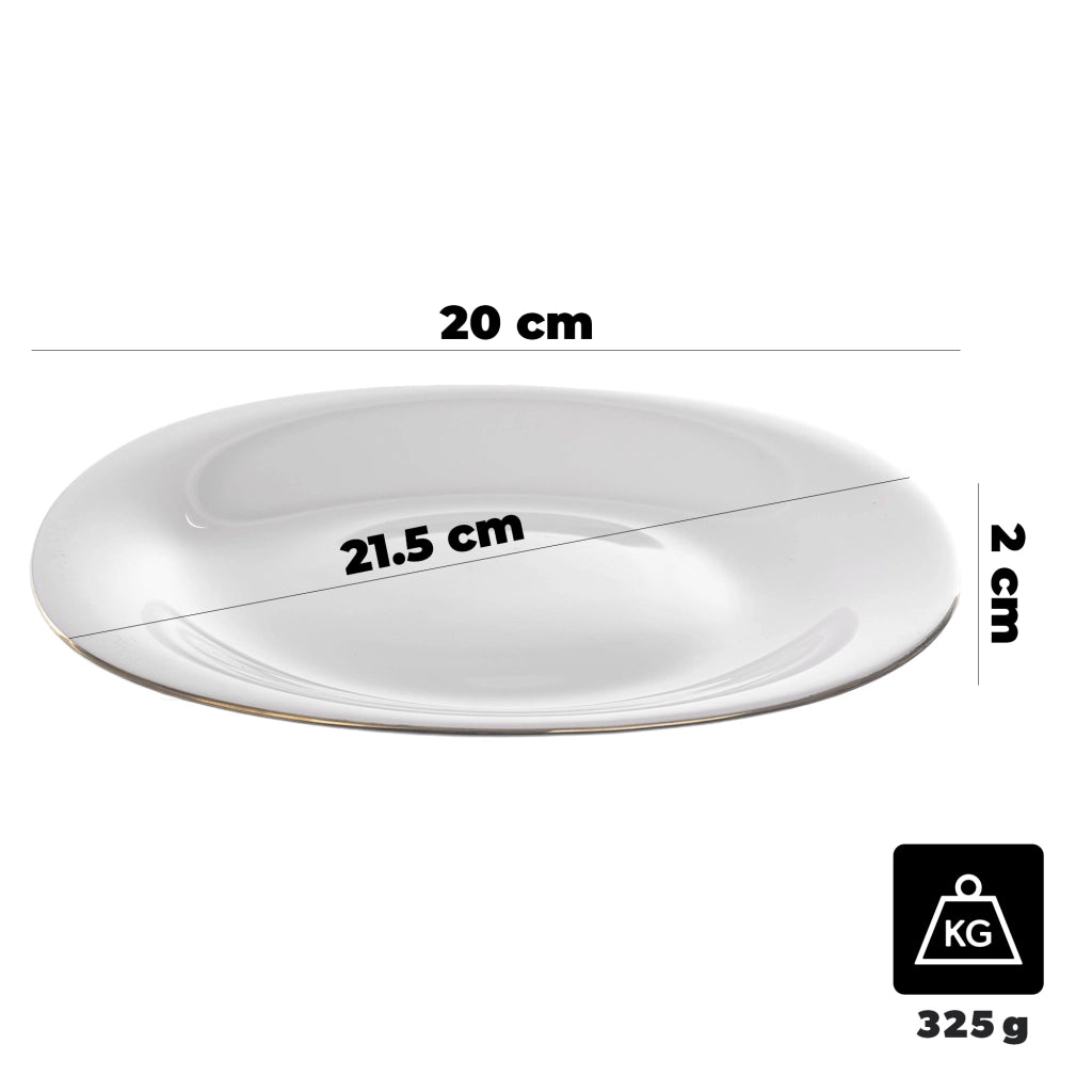 Piatto da dessert KADAX, 21,5 cm, in vetro bianco e oro, piatto piatto per torte