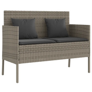 Panchina da Giardino | Panca da Giardino con Cuscini Grigia in Polyrattan