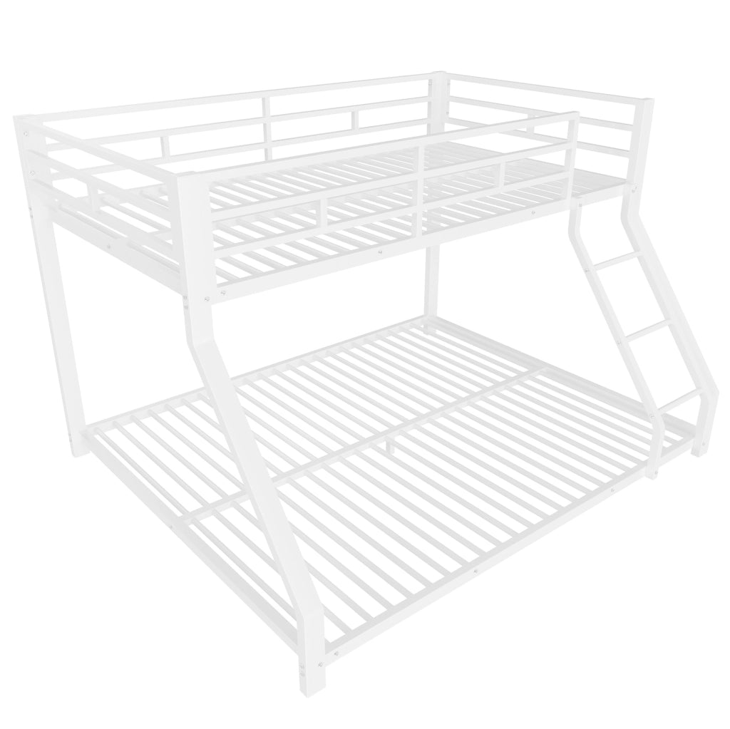 Letto a castello in metallo 90x200 cm / 140x200 cm con scala e sponde bianco