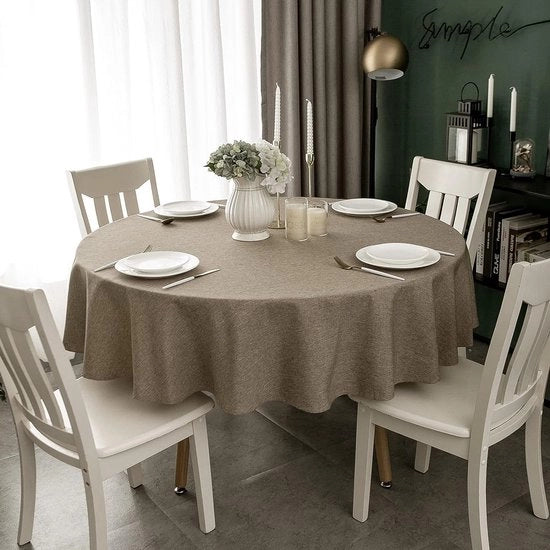 Tavolo impermeabile - alta qualità - moka Ø 120 cm - tessuto polyester - robusto - tessuto in lino duraturo - effetto impermeabile - tavolo da pranzo e da sala - protezione da pioggia per tavolo (moka Ø 120 cm)