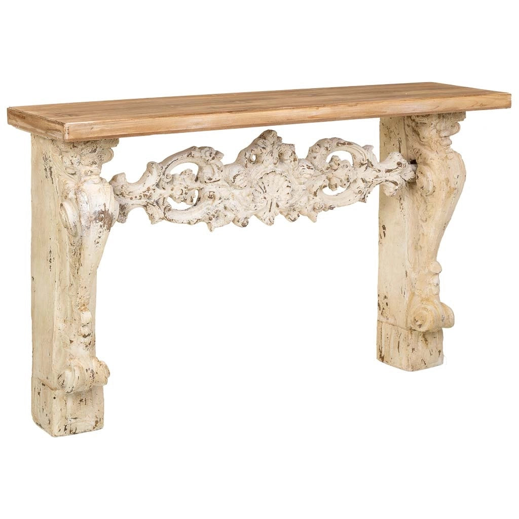Mobile da ingresso in legno e magnesio Beige 146x32x90h cm