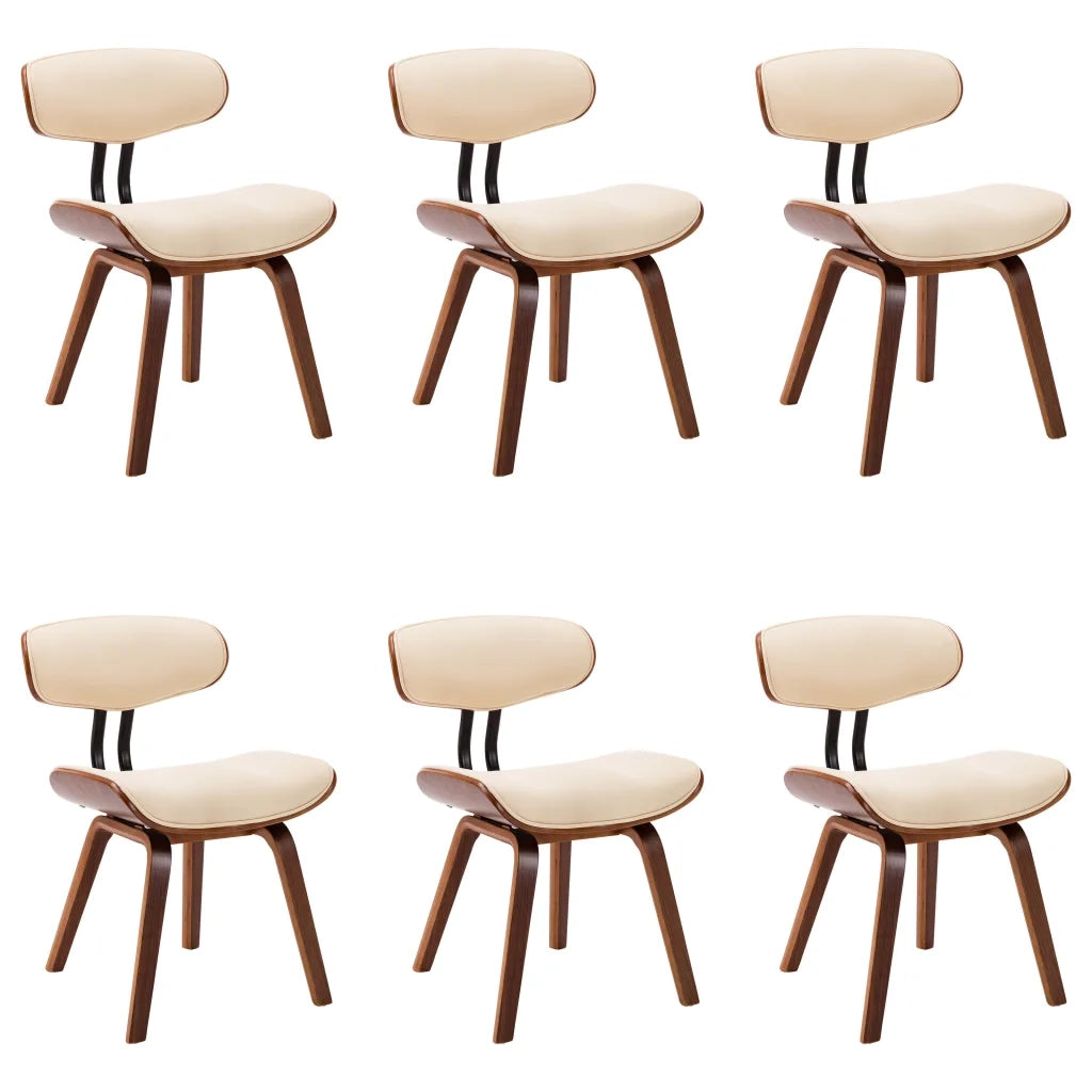Sedie da Pranzo 6 pz Crema in Legno Piegato e Similpelle cod mxl 18770