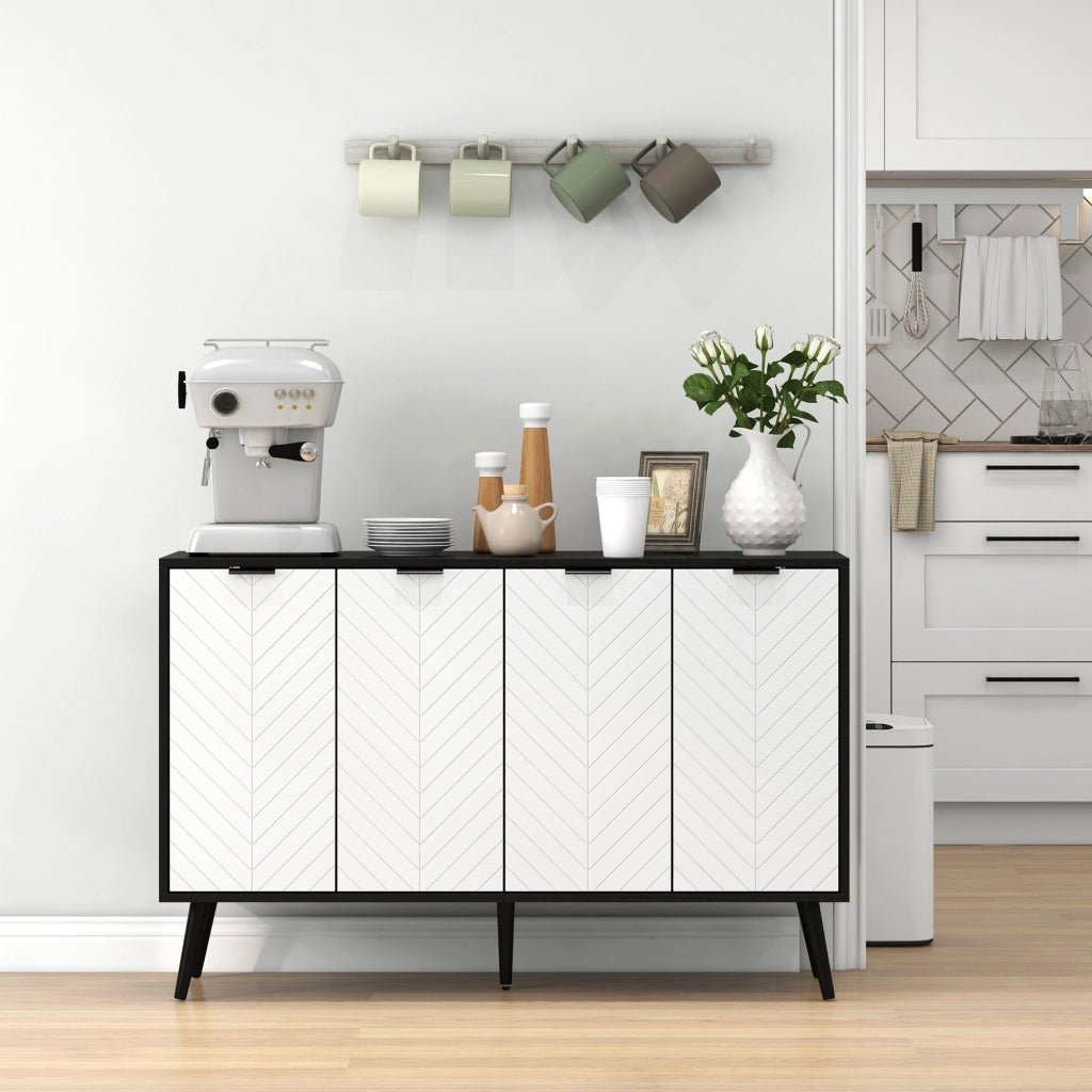 Credenza 4 ante ¨C Xylo ¨C Legno bianco e nero 120x35x77 cm