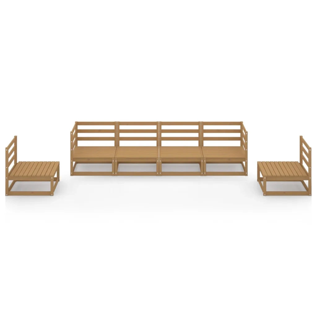 Set Salotto da Giardino 6pz Marrone Ambra Legno Massello Pino 3075402