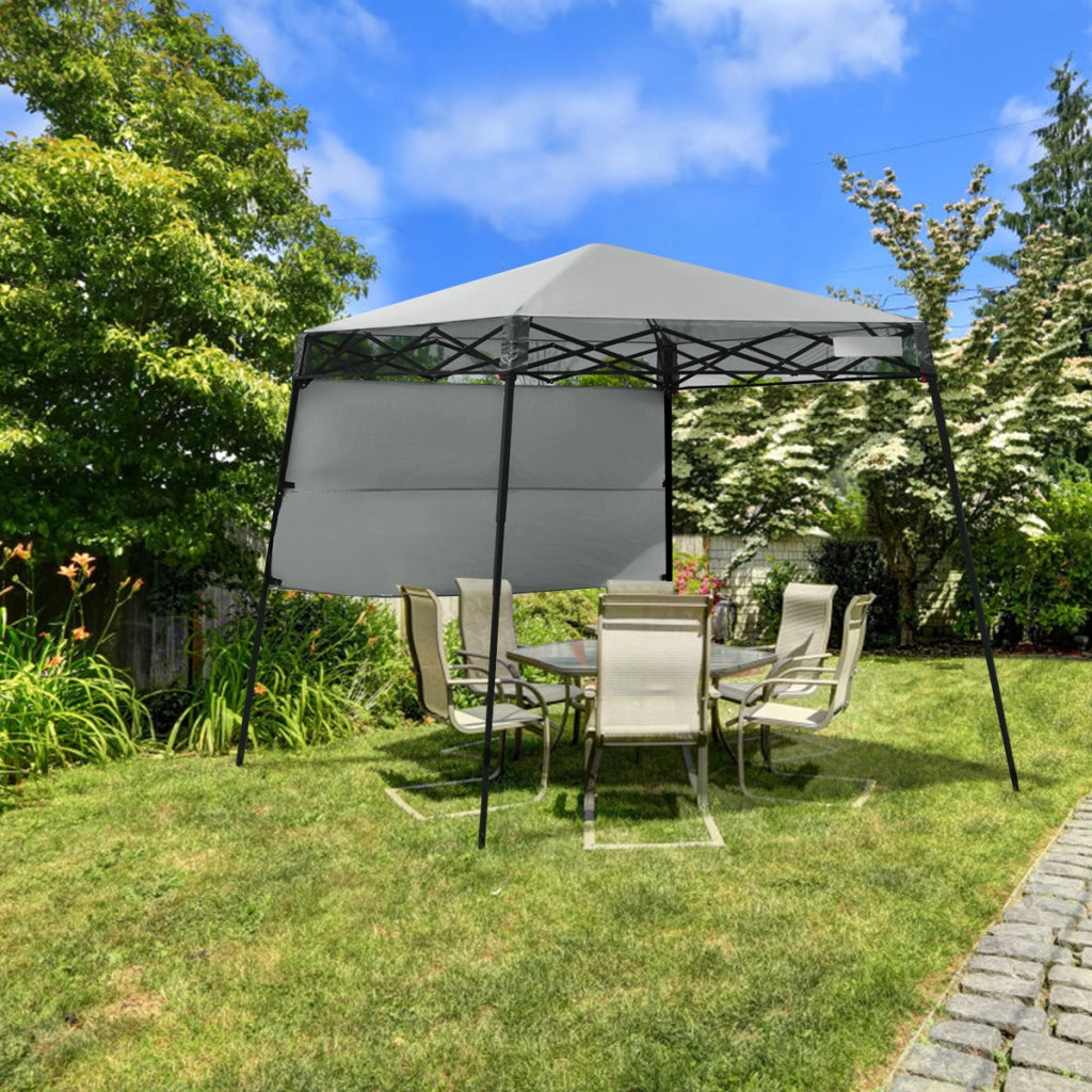 Tenda a baldacchino portatile e leggero con borsa per campeggio, Gazebo da esterno con gambe inclinate Grigio-Gazebo