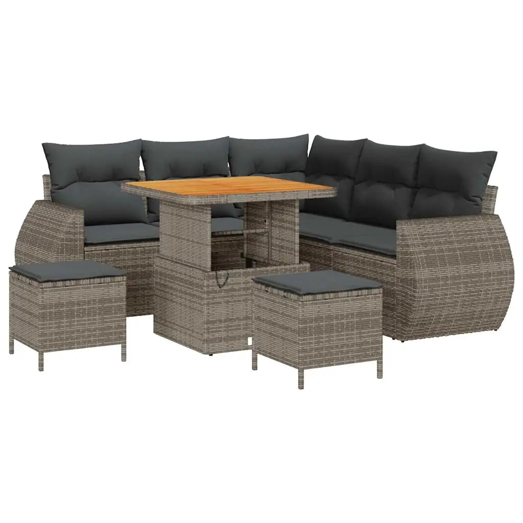 Set Divano da Giardino con cuscino 8 pcs Grigio polyrattan