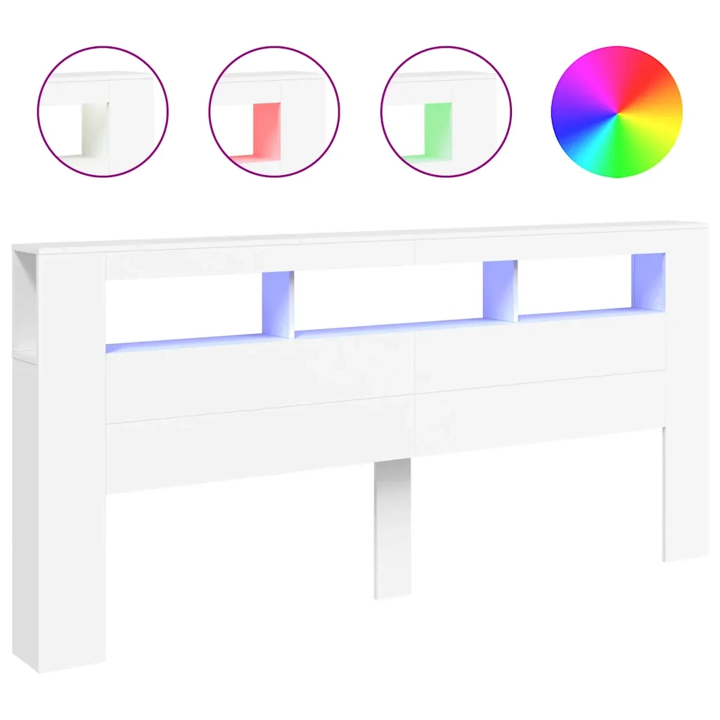 Testiera LED-Testata con Luci LED Bianca 220x18,5x103,5 cm Legno Multistrato