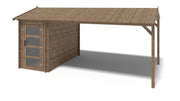 Casetta da giardino in legno – 1.5x3 m con estensione 4x2.76 m - 15.56 m² - DOM673+DOS194 - ALTANKA