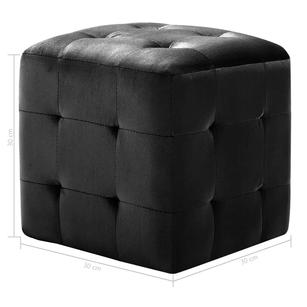 Set di 2 Comodini | Armadio da Notte | Mobiletto da notte Nero 30x30x30 cm in Tessuto Vellutato