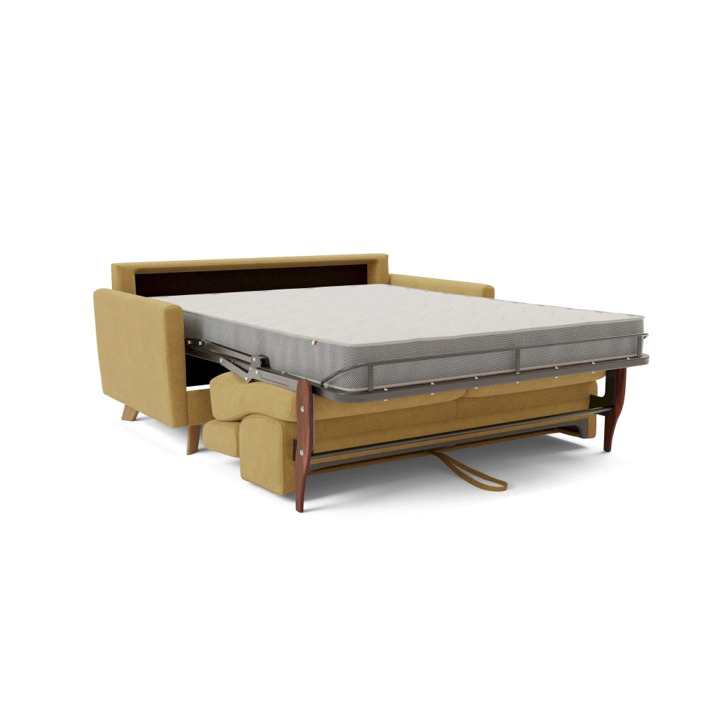 Francy Divano letto matrimoniale con poggiatesta regolabili in tessuto impermeabile e smacchiabile T17 160 cm (mat. 120x197) giallo