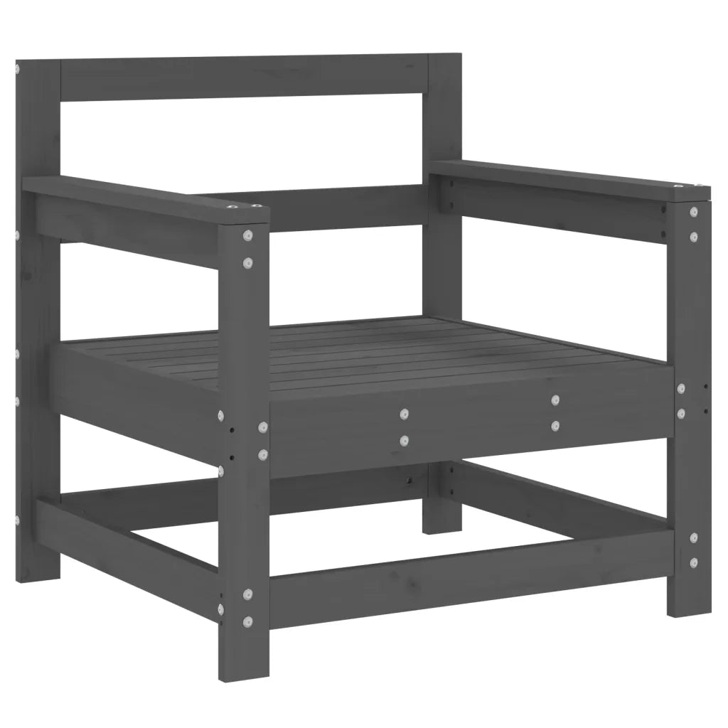 Sedia da patio-Sedie da Giardino 2pz Grigie in Legno Massello Pino 998927
