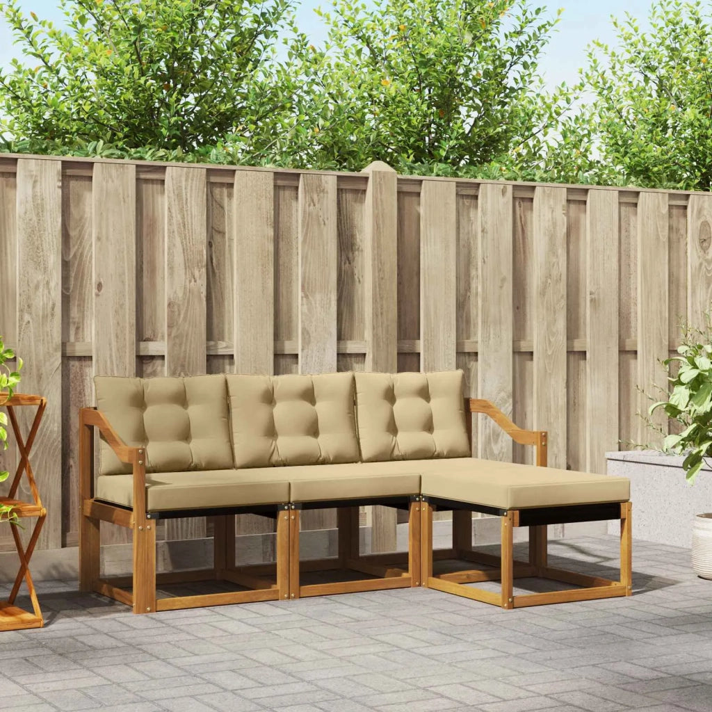 Set di divani da esterno con cuscino 4 pcs Naturale e Beige 3368556