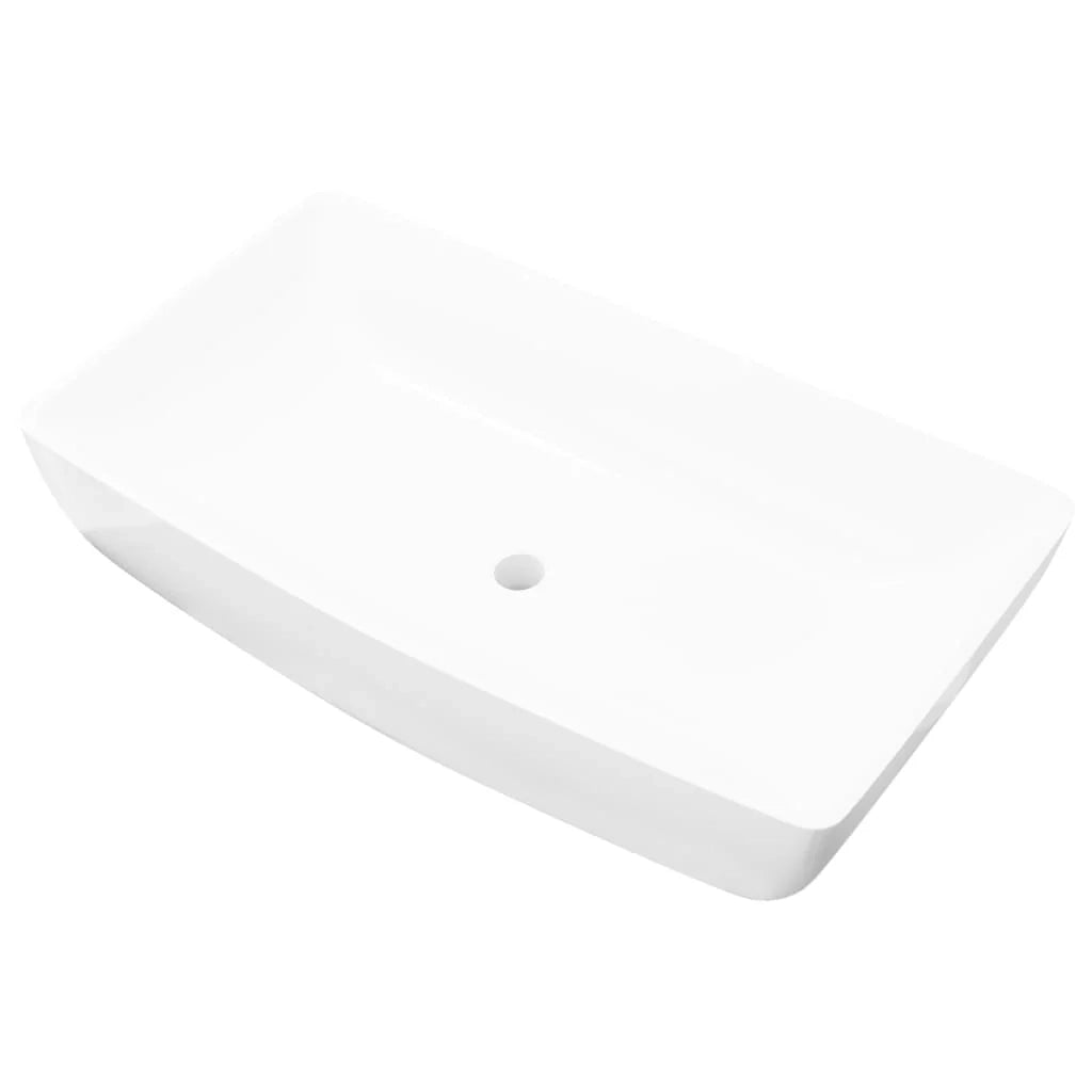 Lavabo da appoggio rettangolare lavabo vasca 71 x 39 cm ceramica bianca 02_0002490