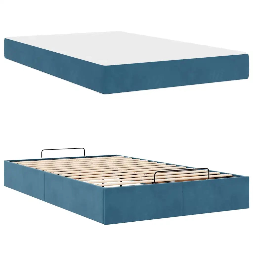 vidaXL Struttura del letto con materasso Blu 120 x 200 cm Velluto