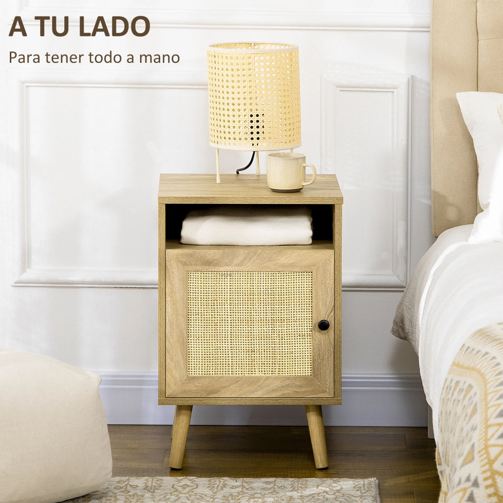 Comodino con Porta in Griglia ¨C Xylo ¨C Legno Naturale 39x35x60 cm