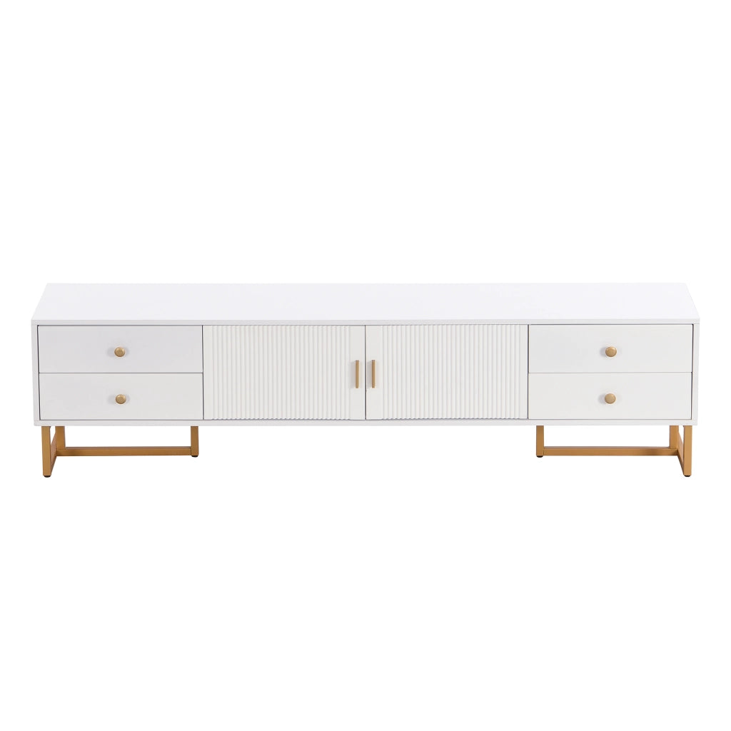 Mobile TV con 4 Cassetti e 2 Ante e Cerniere Ammortizzate; Stile Moderno; 175??30??46 cm; in MDF; Bianco