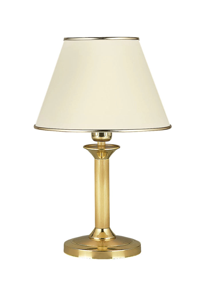 Lampada da tavolo ottone satinato paralume ecru E27 Jupiter