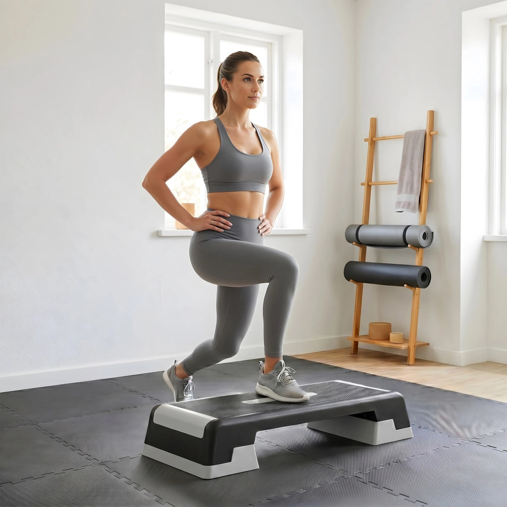 Step Fitness Aerobic Regolabile ¨C Xylo ¨C 3 Livelli 15/20/25cm Antiscivolo Nero Grigio