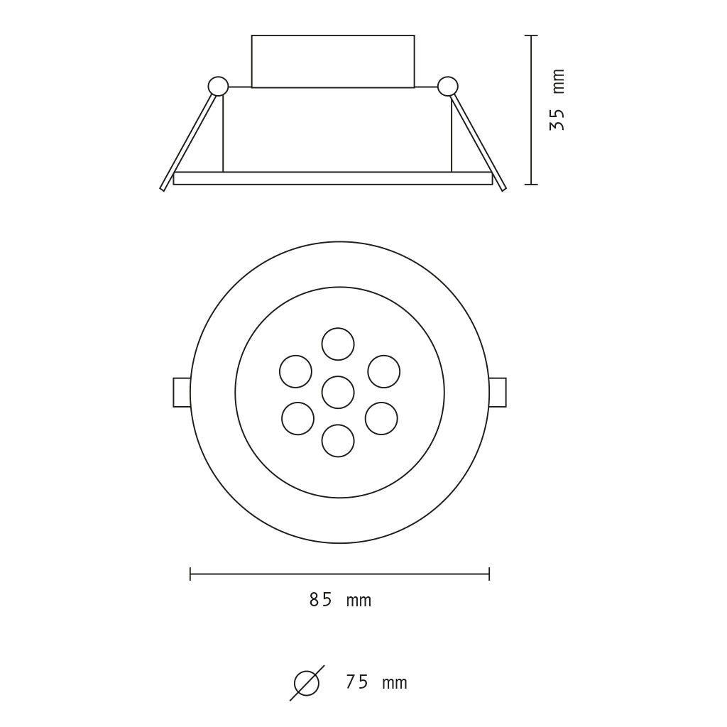Faretto led da incasso orientabile con vetro opacizzato 7w 6000K luce fredda