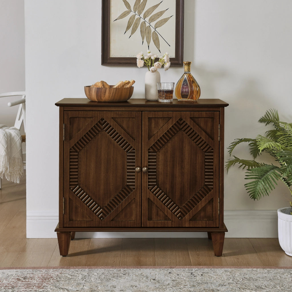 SIDEBOARD Retro 96,52x47,96x21,29 cm Noce in Legno Massello e MDF