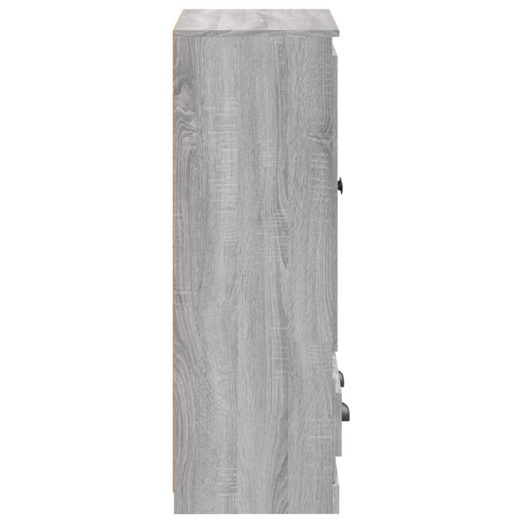 Buffet credenza cassettiera mobiletto mobile contenitore organizer cucina soggiorno salotto rovere Sonoma alto 60 x 35,5 x 103,5 cm legno ingegnerizzato grigio 02_0035379