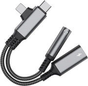 Adattatore 2-in-1 per Telefoni con Convertitore USB-C in Jack 3.5mm e Funzione di Ricarica
