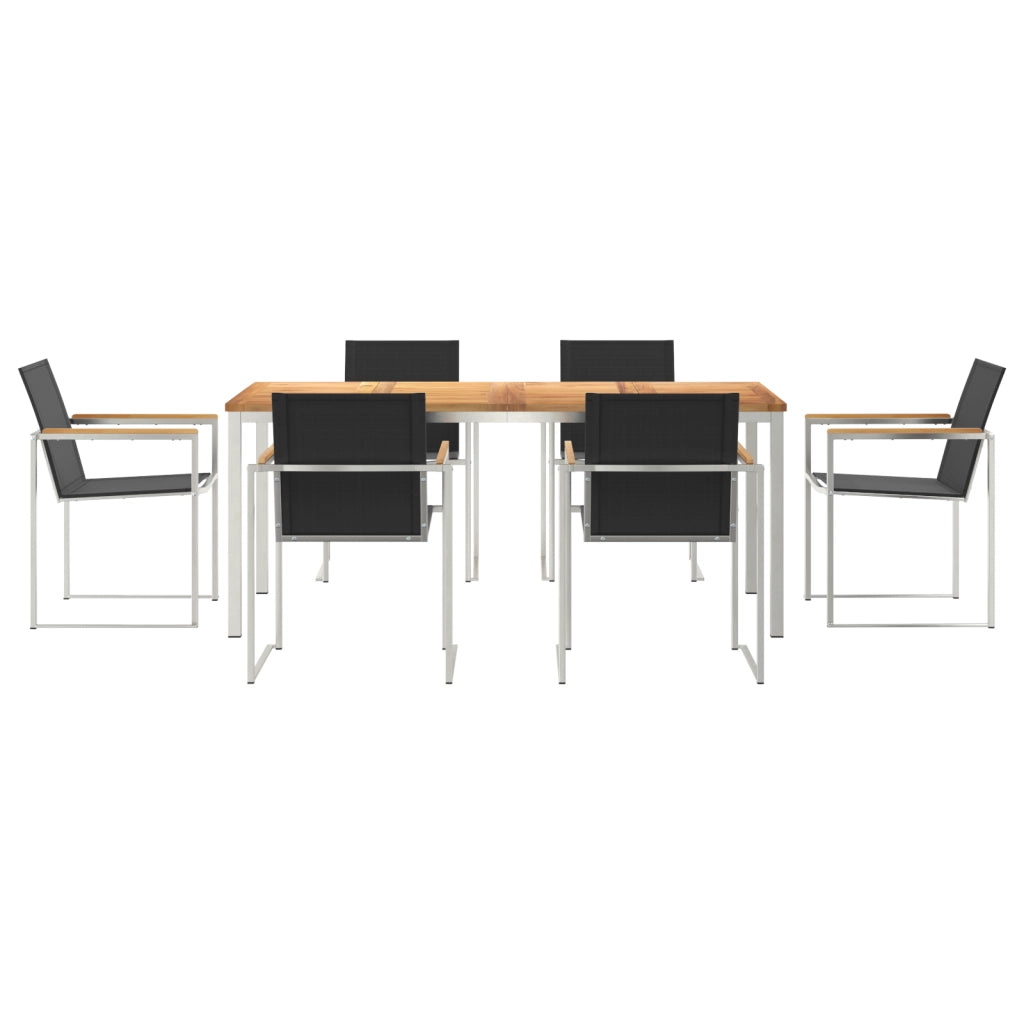 Set da Pranzo per Giardino di 7 Pezzi in Legno Massello di Teak