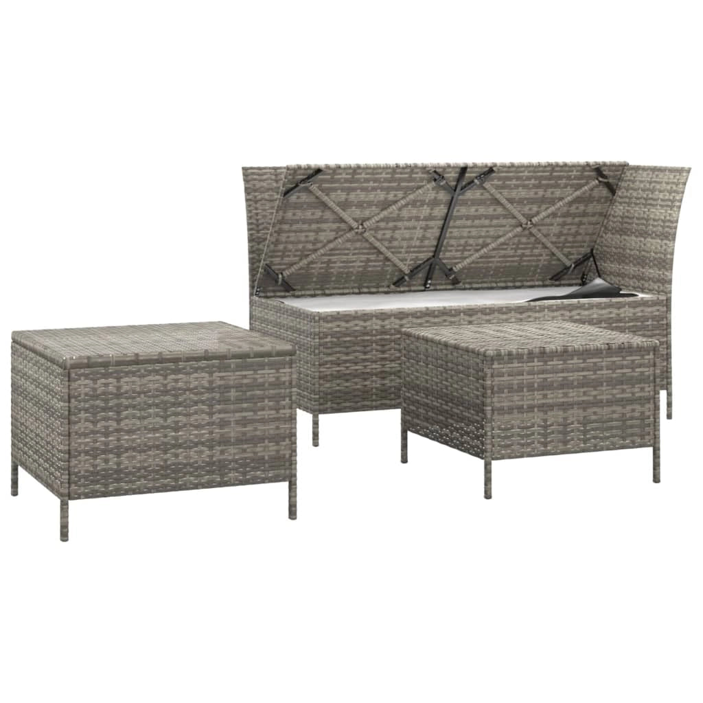Set di mobili da giardino mobili da esterno set da 3 pezzi con cuscini resina intrecciata grigia 02_0015978