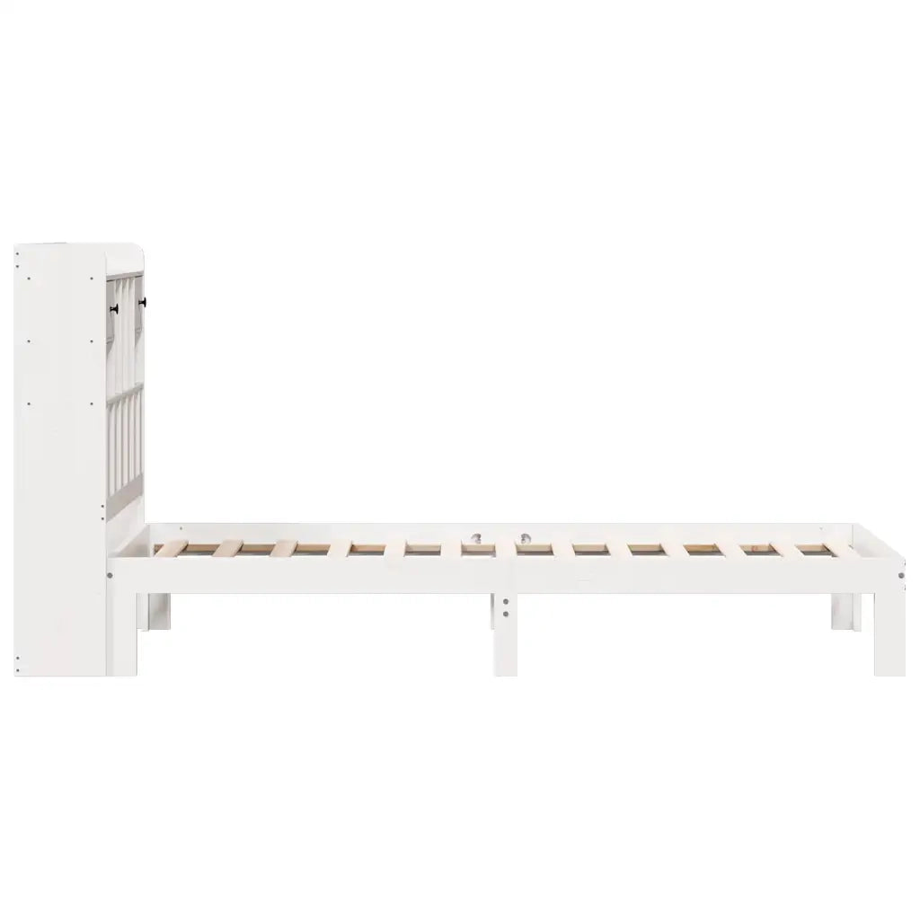 Letto con Libreria senza Materasso-Struttura Letto con contenitore 75x190 cm in Legno Pino 126616