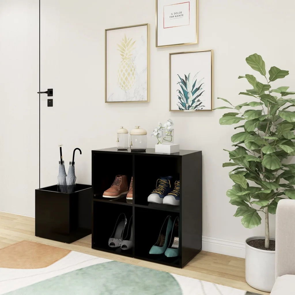 Scarpiera da Ingresso Nera 105x35,5x70cm in Legno Multistrato 808252