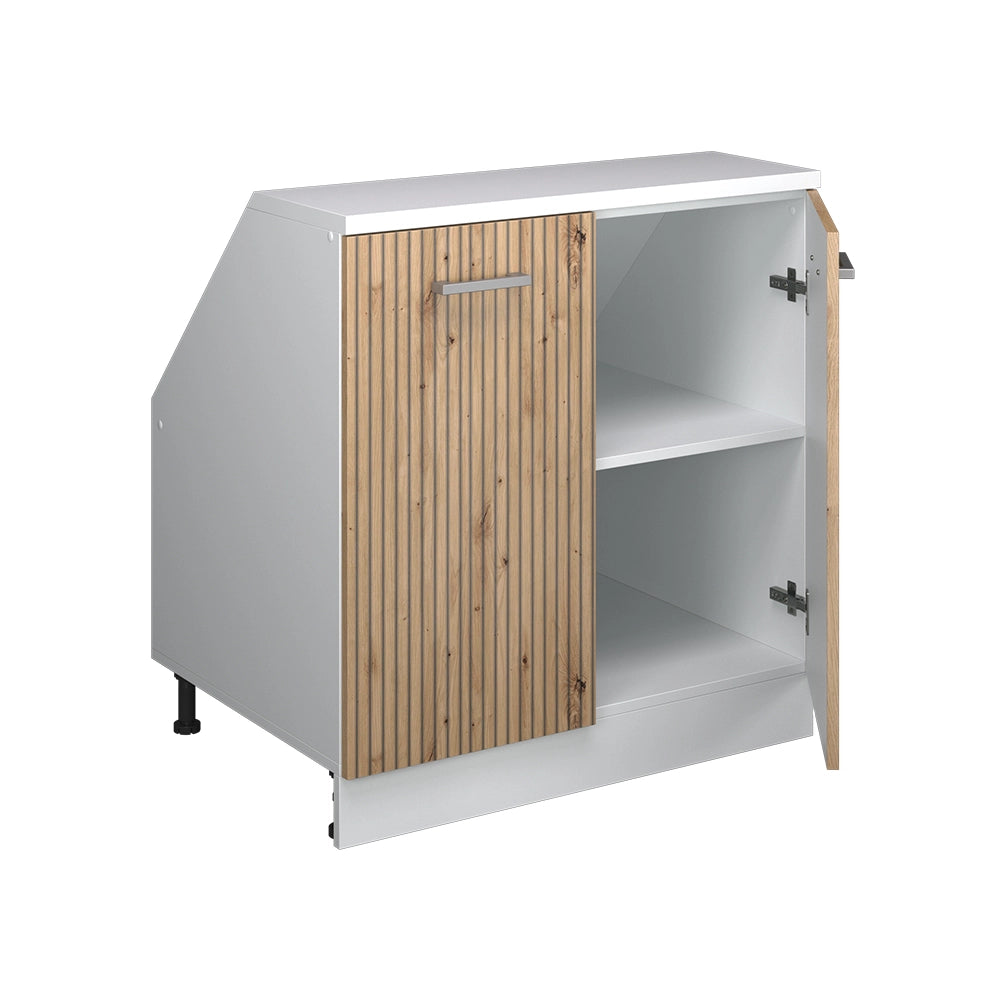 Mobile sottotetto Rion Rovere artigianale/Bianco 80 x 83.8 cm con 2 porte, carcassa 60 cm profondità Vicco
