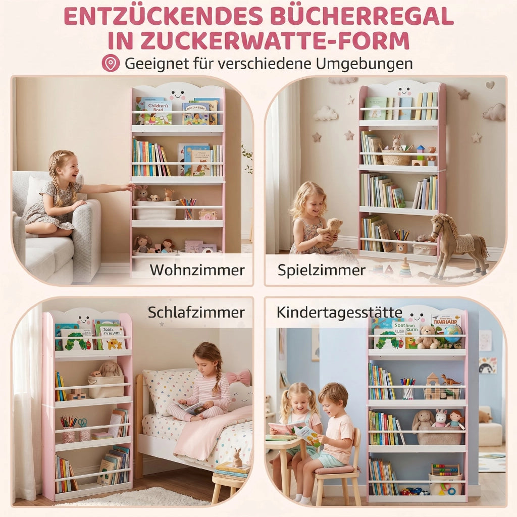 Libreria per bambini 4 livelli ¨C zephmum ¨C rosa 80x24x